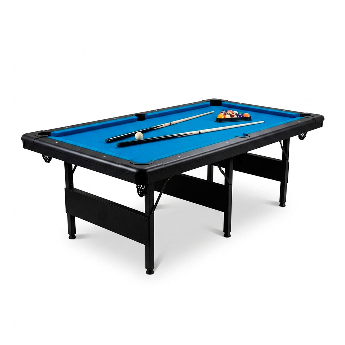 Mesa de billar azul de 7 pies con tacos y accesorios