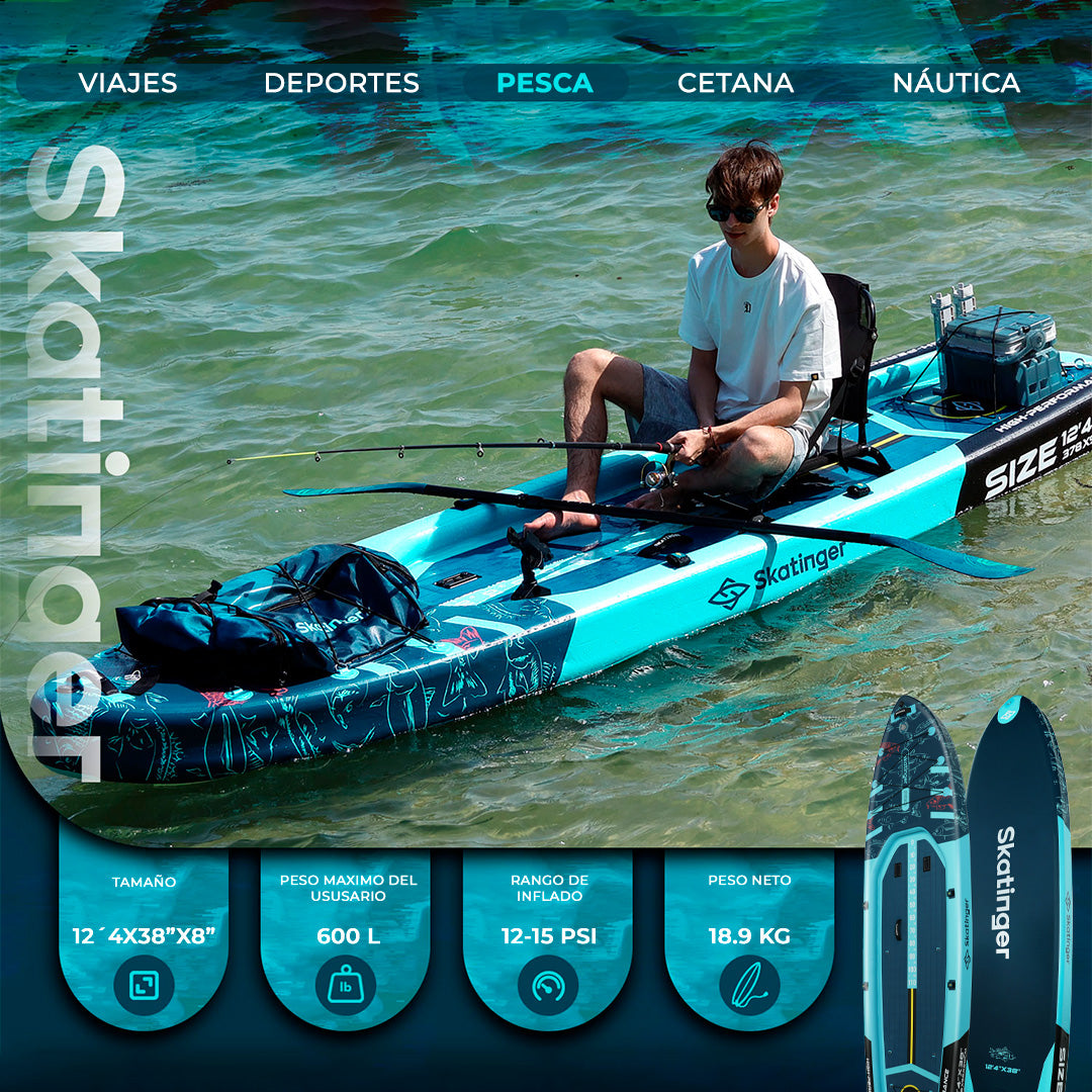 Skatinger | Fishing SUP 12’4” x 38” x 6” Tabla de Paddle Inflable