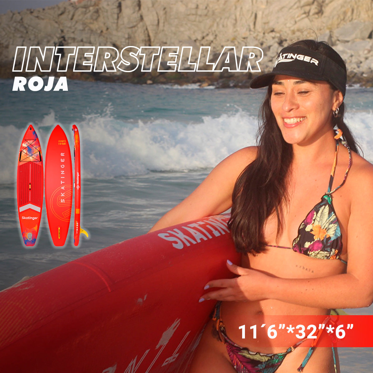 Skatinger Tabla De Remo Inflable 116 X 32 Interstellar Red