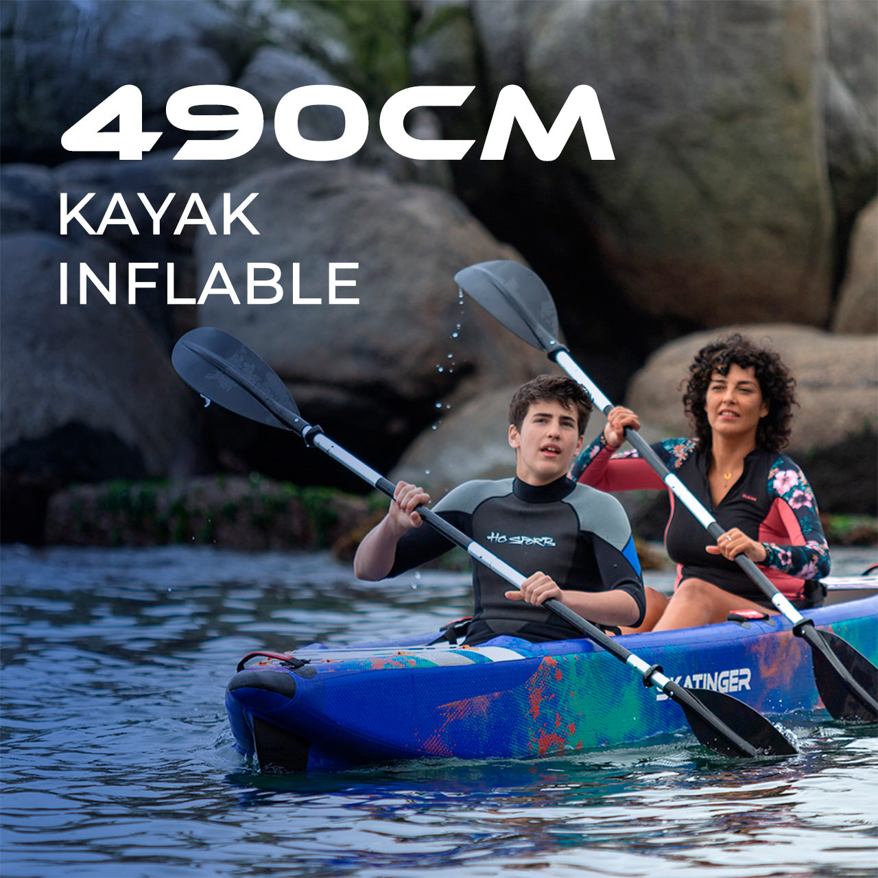 Kayak Inflable Skatinger 490cm 3 Personas + Accesorios