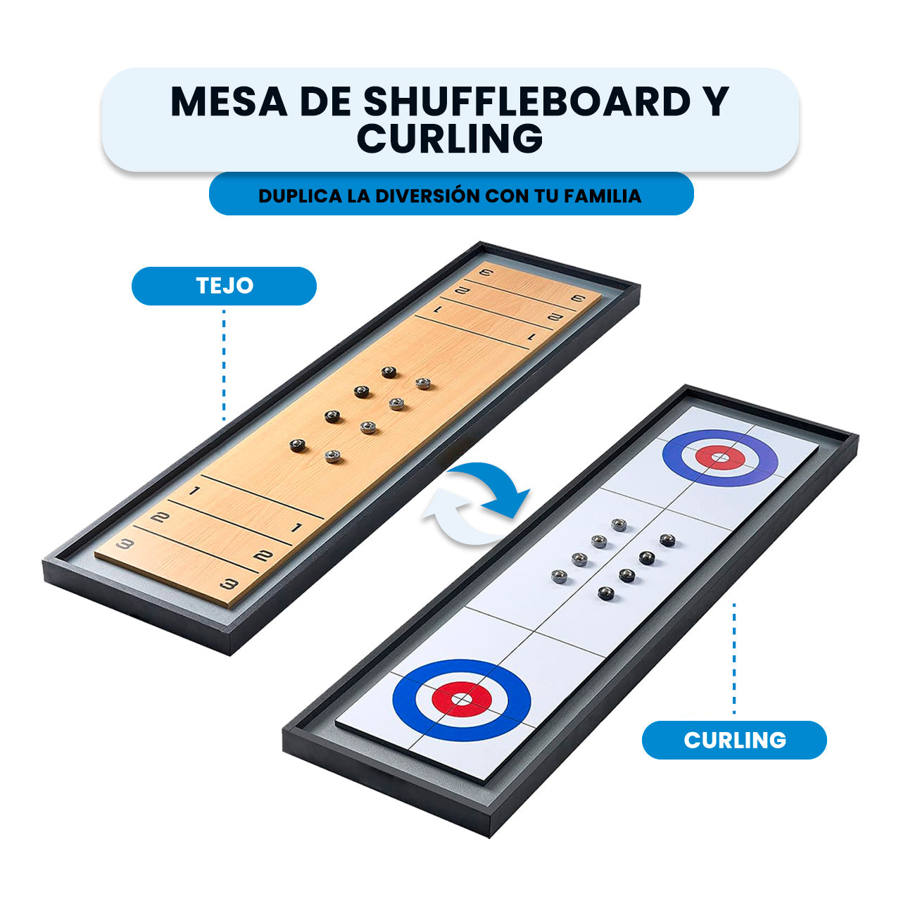 JUEGO TIPO SHUFFLEBOARD Y CURLING 2 EN 1
