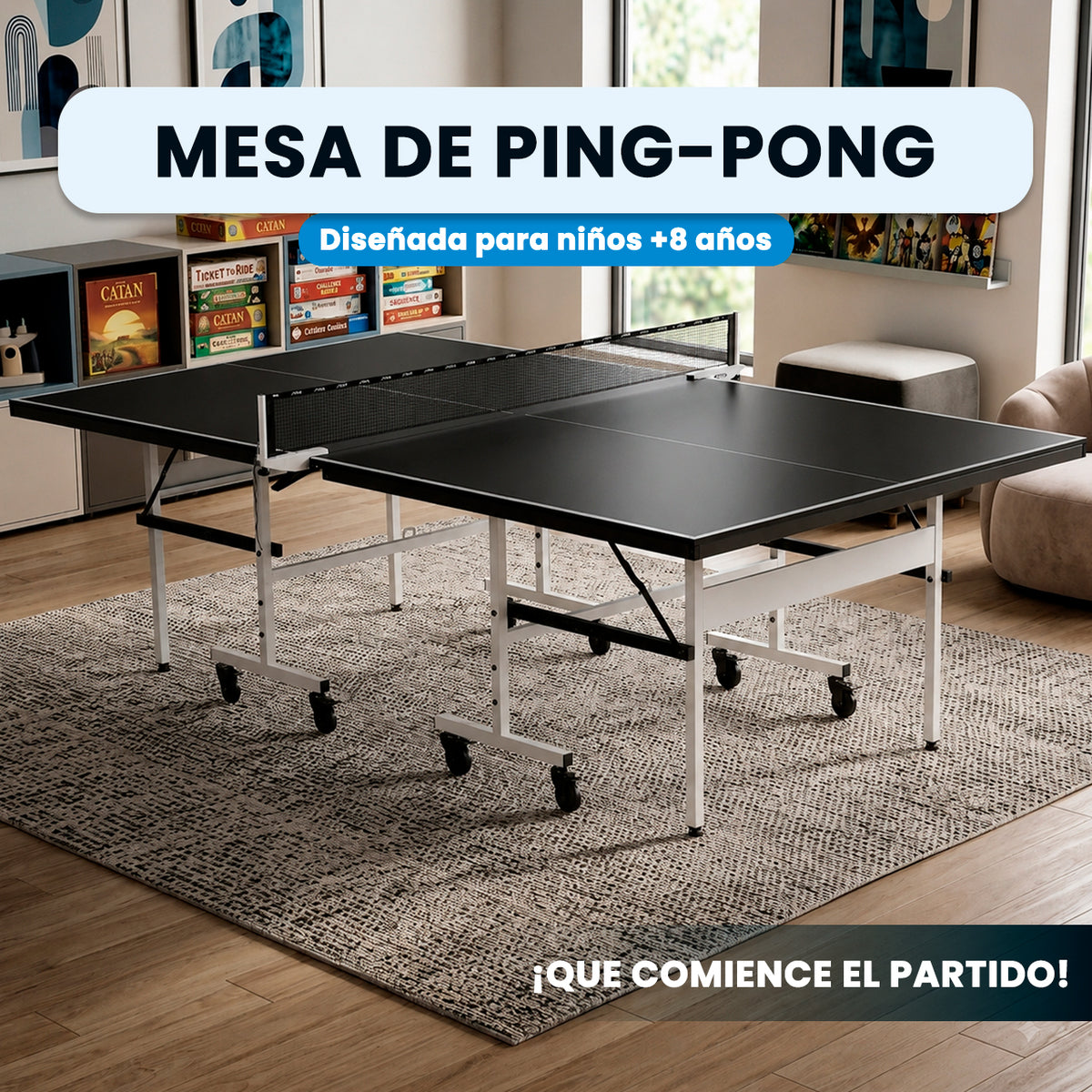 Mesa de PingPong | Negro Plegable
