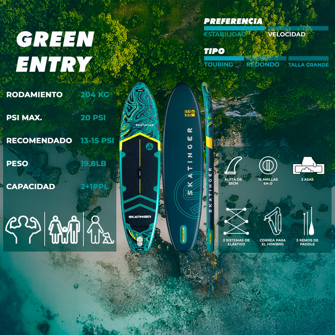 Skatinger | Prana 11’6” x 35” x 6” Tabla de Remo Inflable