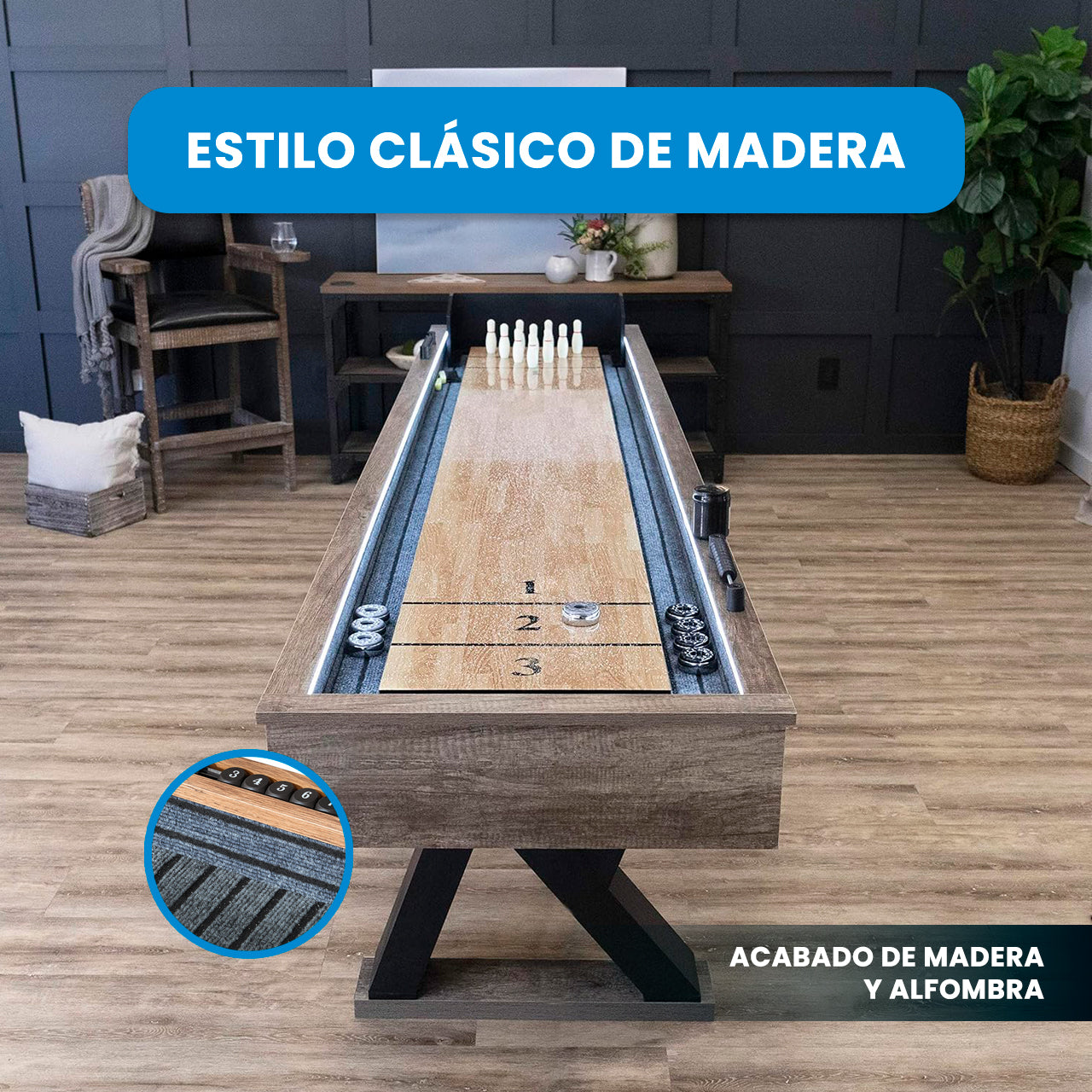MESA DE SHUFFLEBOARD ILUMINADA 9FT