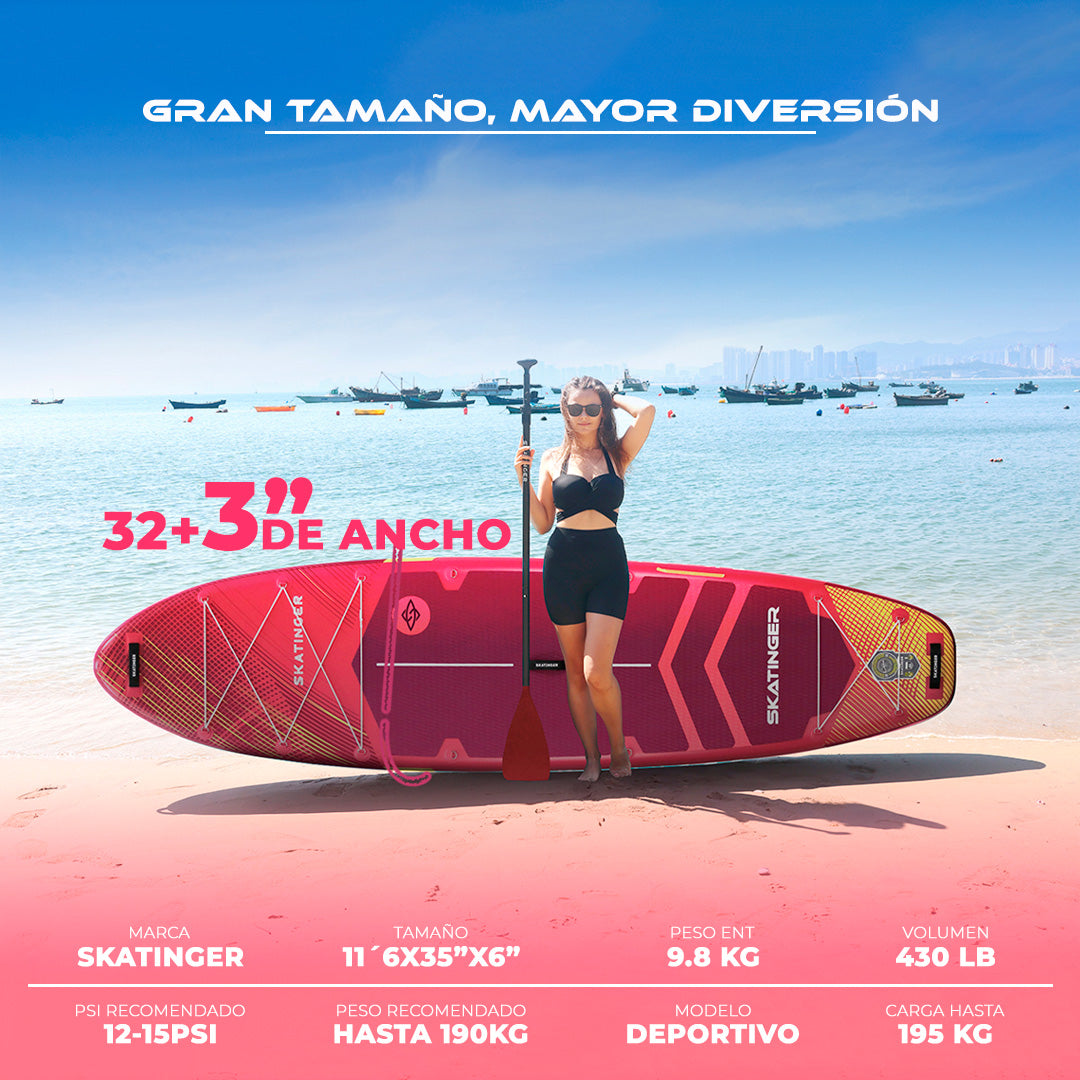 Skatinger | Prana 11’6” x 35” x 6” Tabla de Remo Inflable