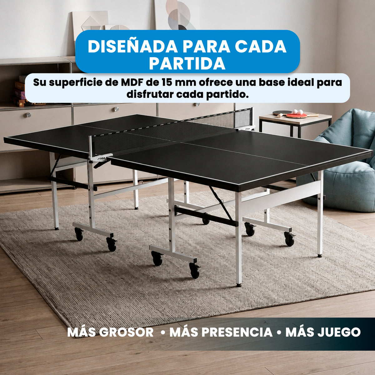 Mesa de PingPong | Negro Plegable