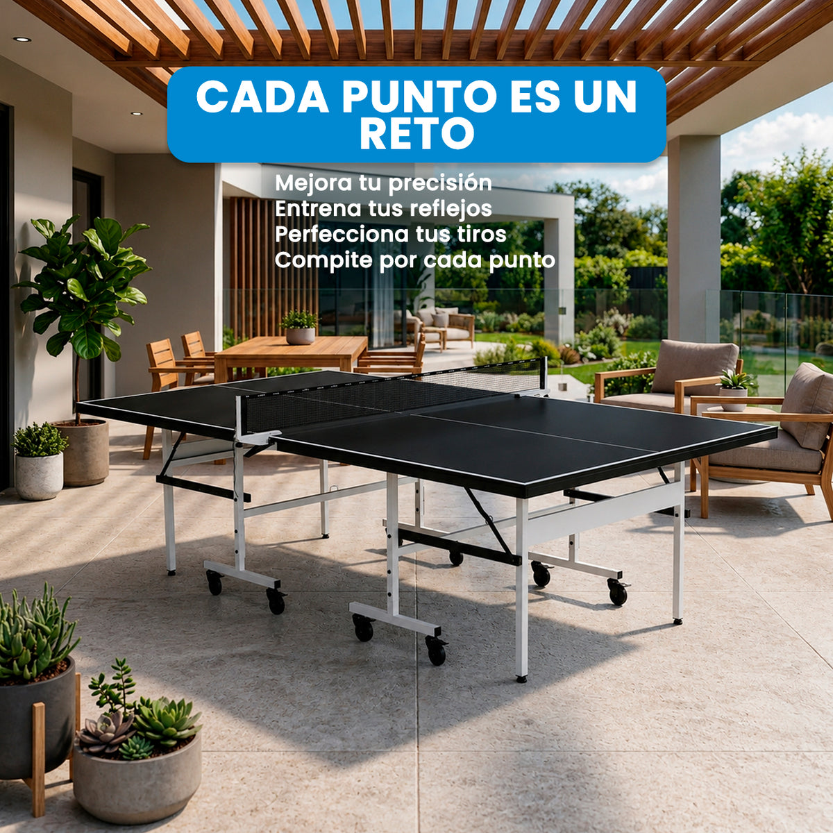 Mesa de PingPong | Negro Plegable