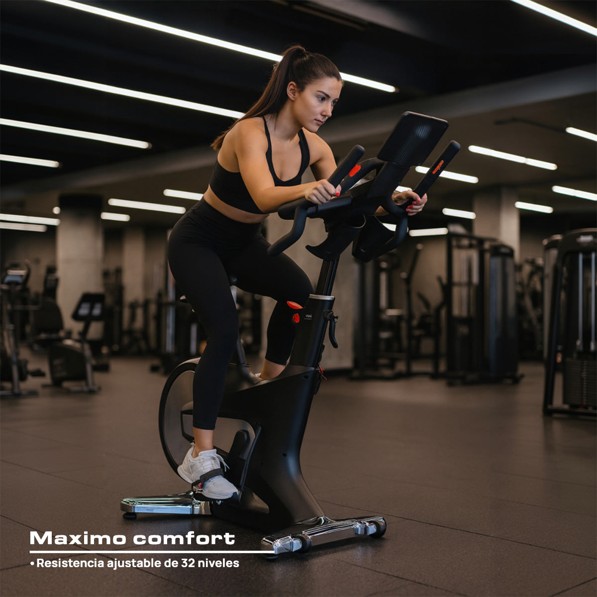 BICICLETA ESTÁTICA DE SPINNING MAGNÉTICA 32 NIVELES NEGRA