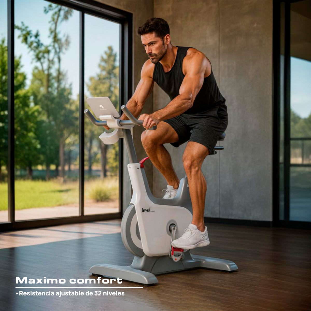 BICICLETA ESTÁTICA DE SPINNING 32 NIVELES COLOR BLANCO
