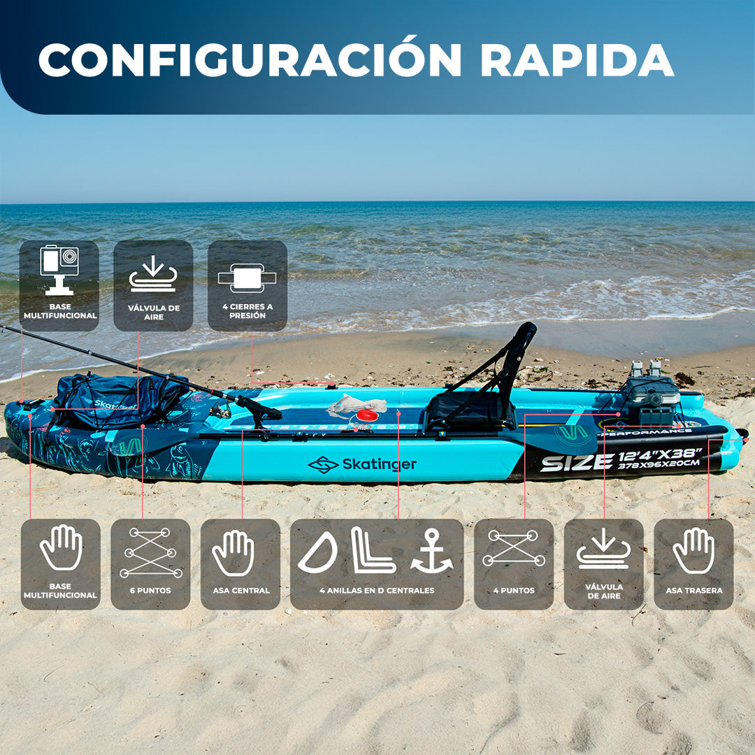 Skatinger | Fishing SUP 12’4” x 38” x 6” Tabla de Paddle Inflable