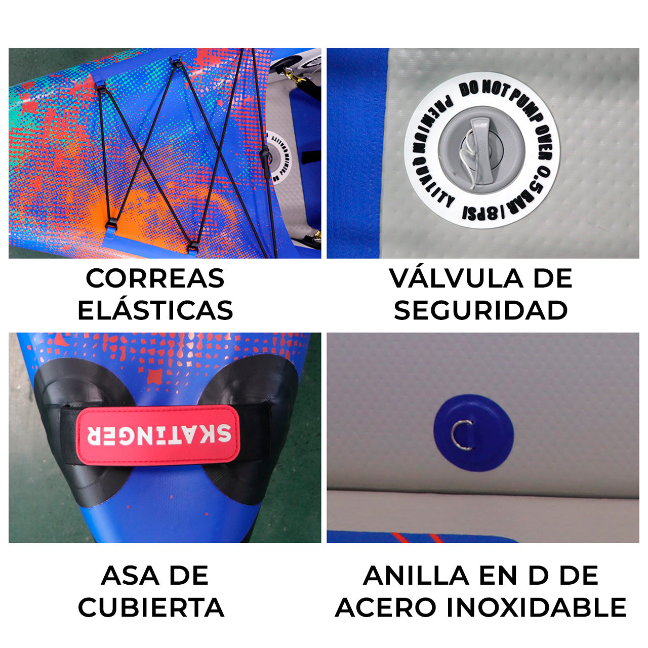 Kayak Inflable Skatinger 410cm 2 Personas + Accesorios