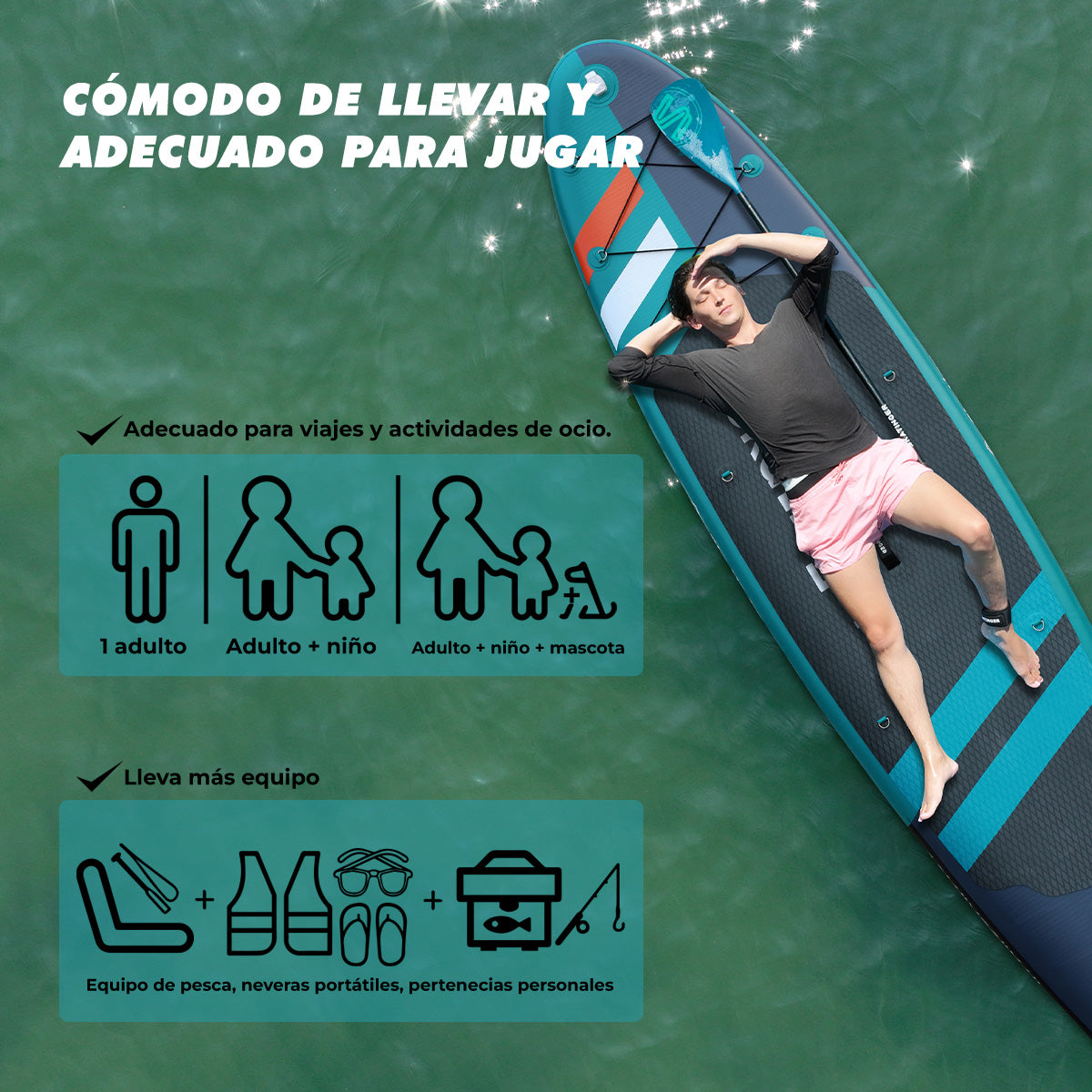 Skatinger Tabla De Remo Inflable Jade, 10´6 Pies X 6 X 32 Pu