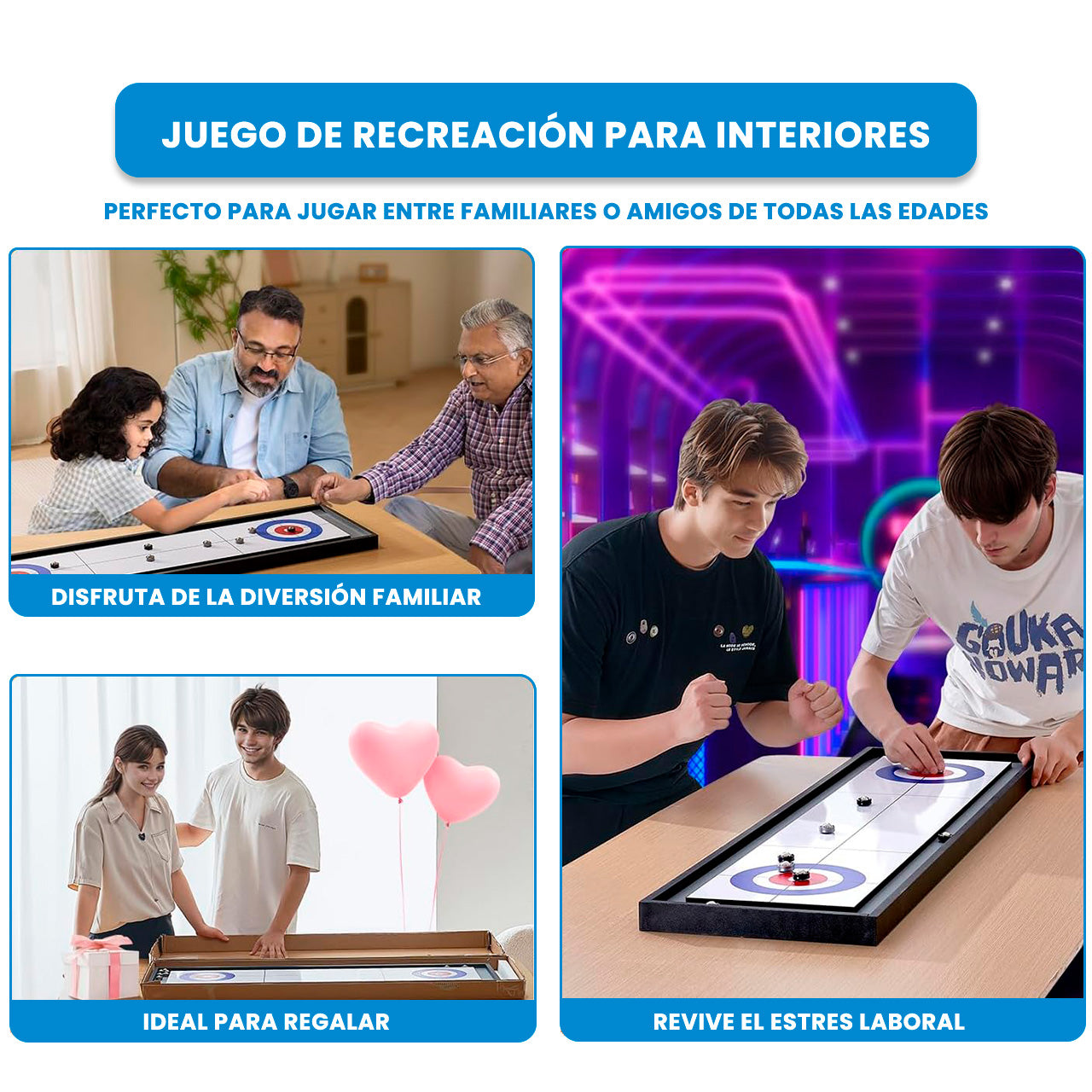 JUEGO TIPO SHUFFLEBOARD Y CURLING 2 EN 1