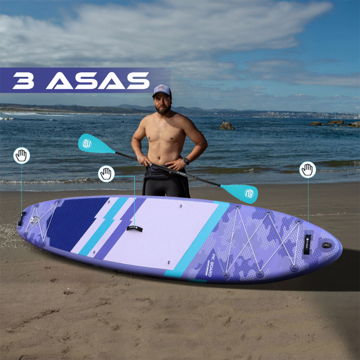 Skatinger | Camouflage 11’ x 34” x 6” Tabla de Remo Inflable