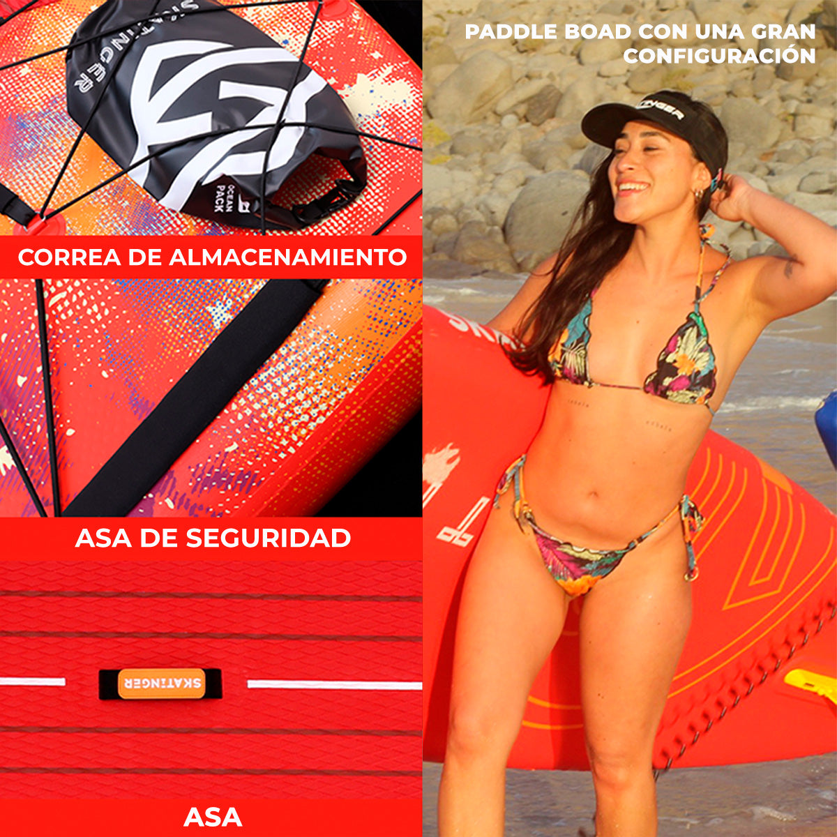 Skatinger Tabla De Remo Inflable 116 X 32 Interstellar Red