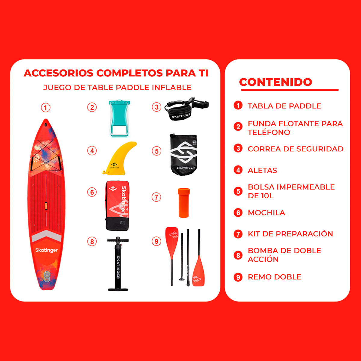 Skatinger Tabla De Remo Inflable 116 X 32 Interstellar Red