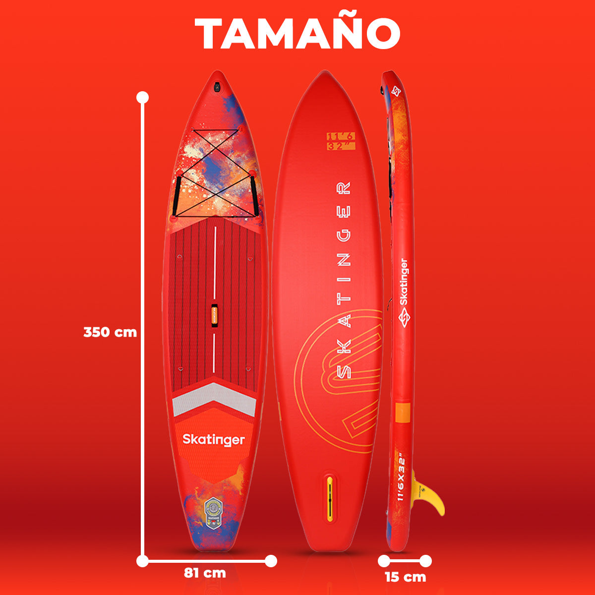 Skatinger Tabla De Remo Inflable 116 X 32 Interstellar Red