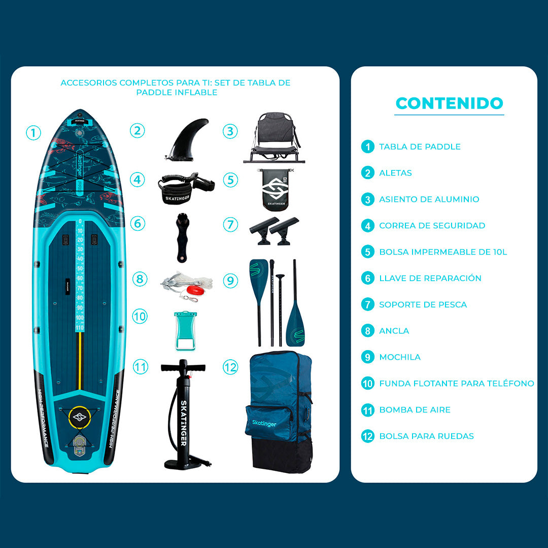 Tabla De Paddle Inflable Skatinger Fishing Sup 124 X 38