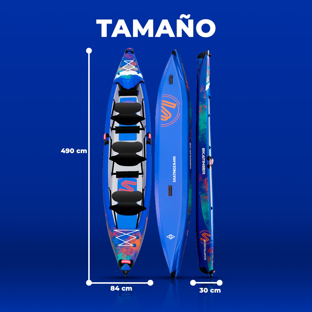 Kayak Inflable Skatinger 490cm 3 Personas + Accesorios
