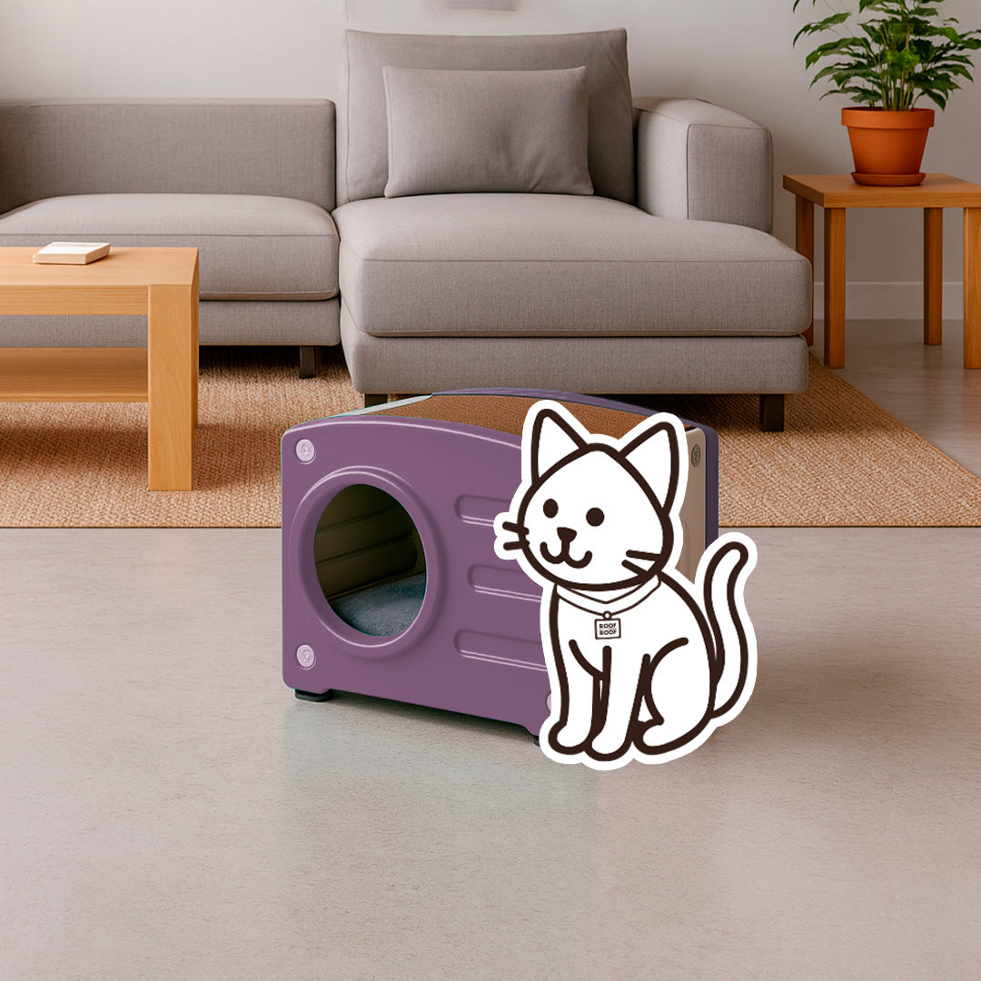 Casa y Cama De Plástico para Gato con Rascador