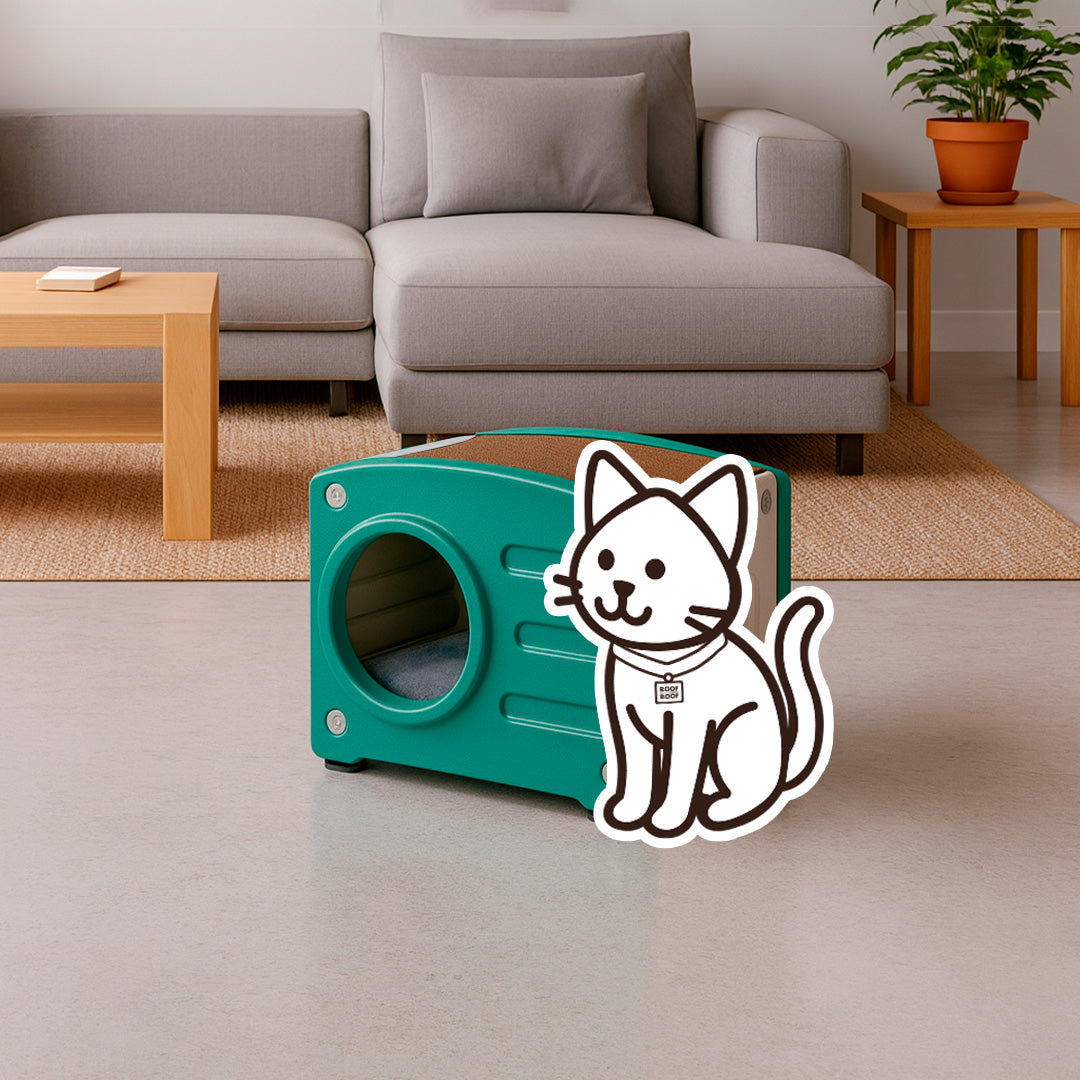 Casa y Cama De Plástico para Gato con Rascador