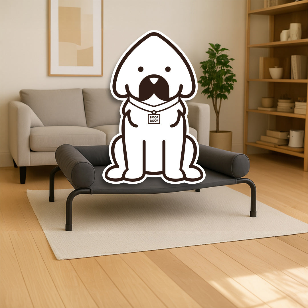 Cama Elevada para perro con colchón, gris