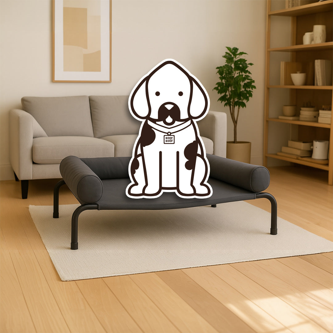 Cama Elevada para perro con colchón, gris