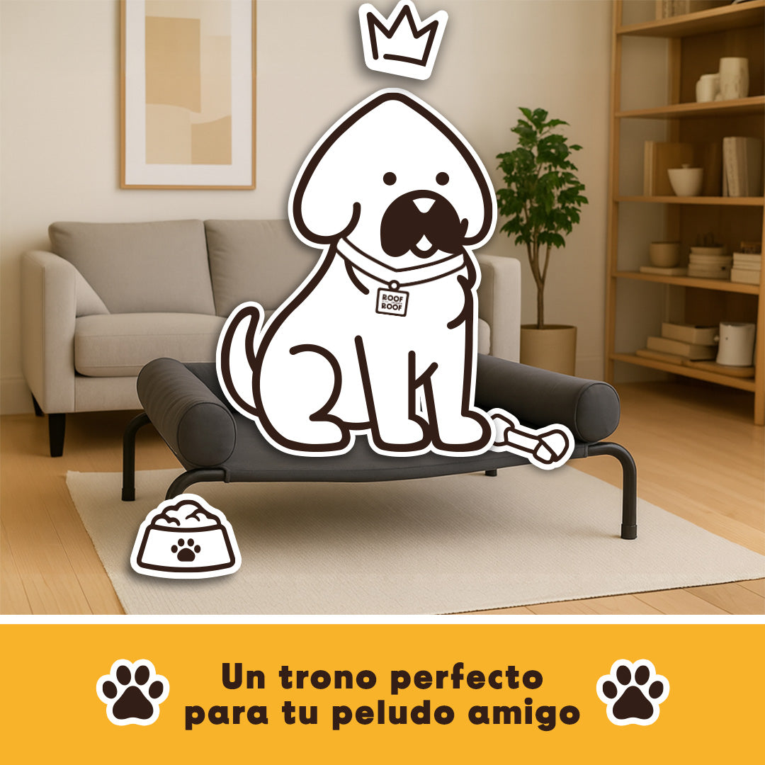 Cama Elevada para perro con colchón, gris