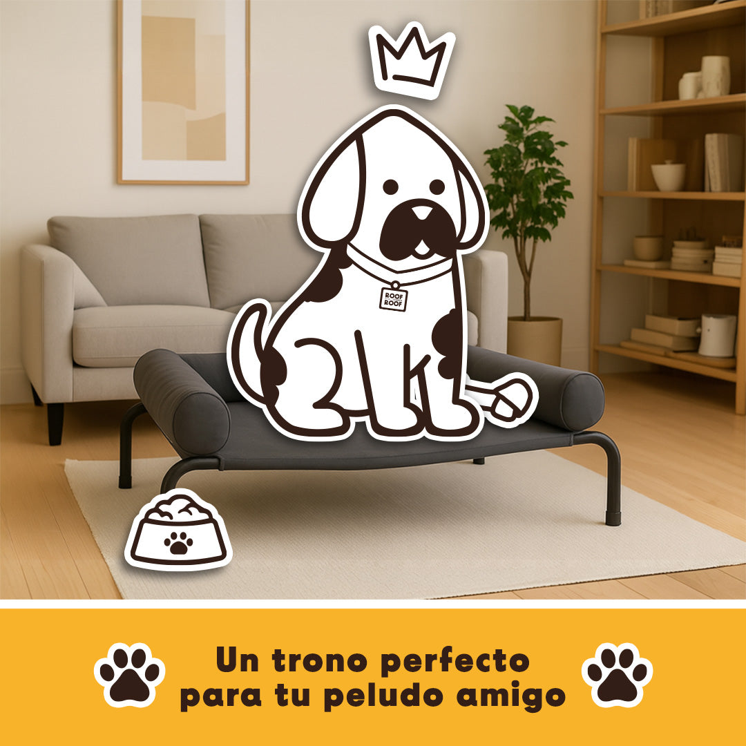 Cama Elevada para perro con colchón, gris