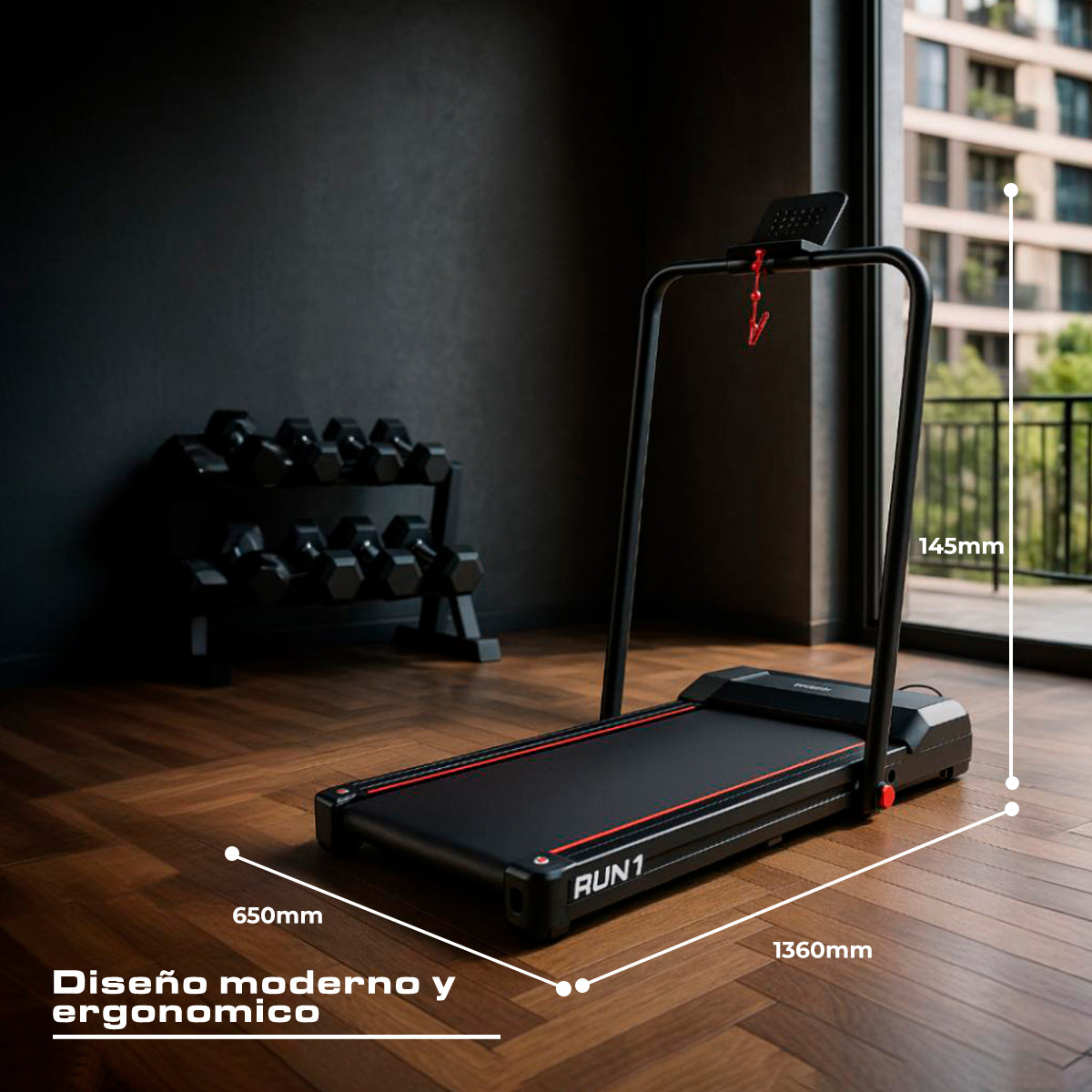 CAMINADORA ELÉCTRICA VEL 10.8KM BANDA ONDULADA MOTOR 2.0HP PANTALLA LED