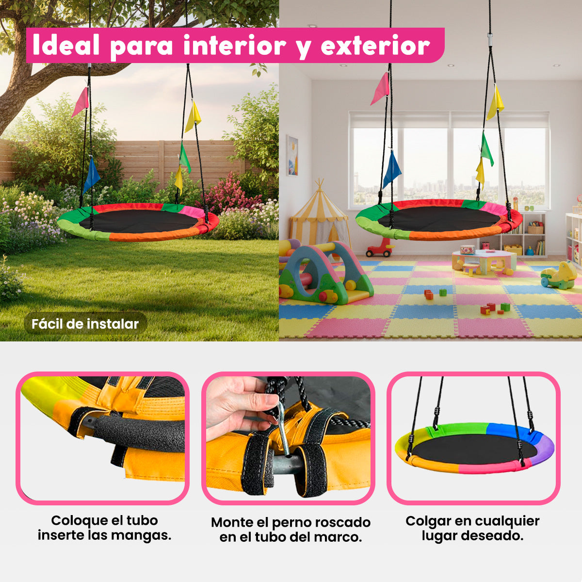 Columpio de Platillo 40” Infantil Tela Oxford 900D impermeable