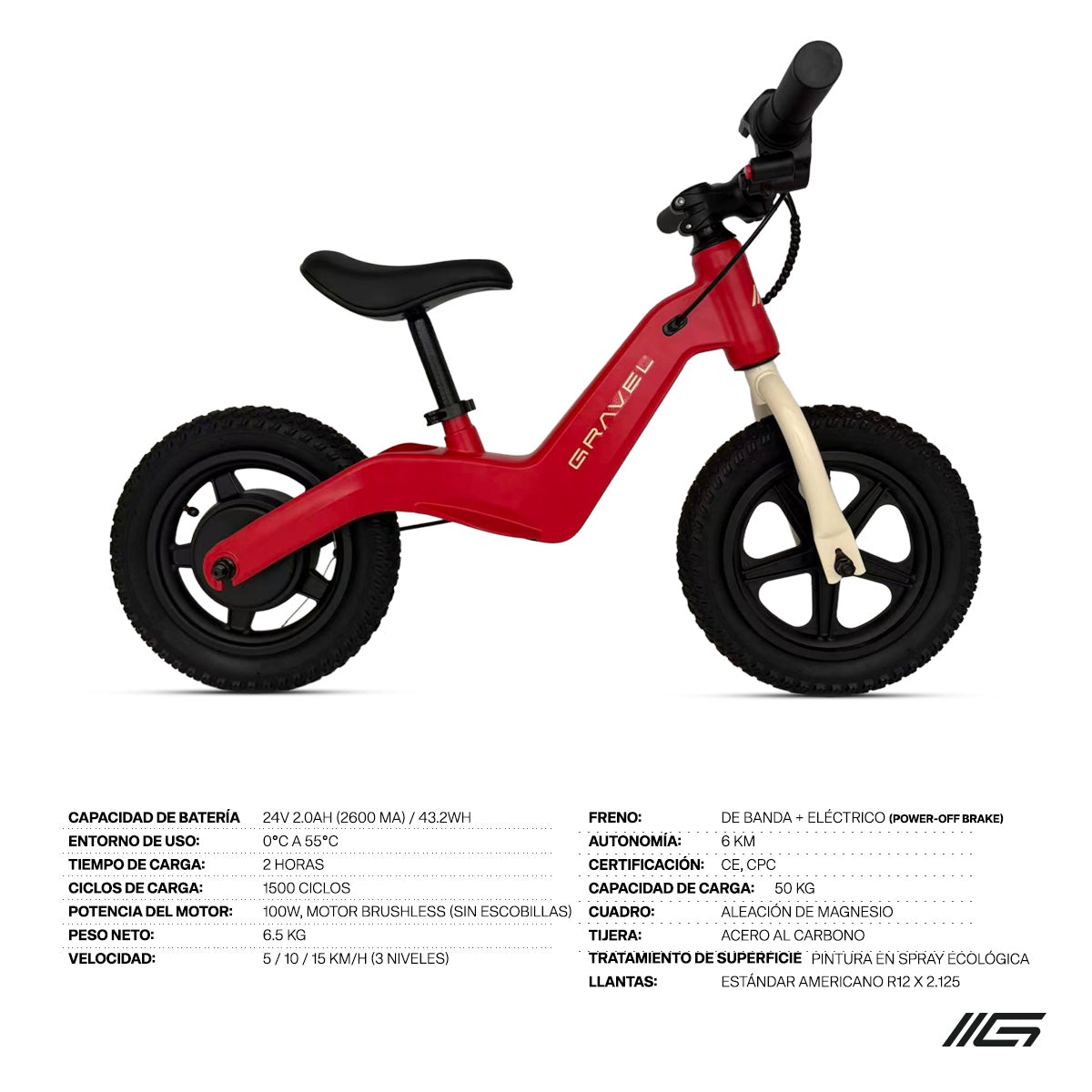 Bicicleta de Balance Eléctrica para Niño 12” 24V con Motor Brushless 100W