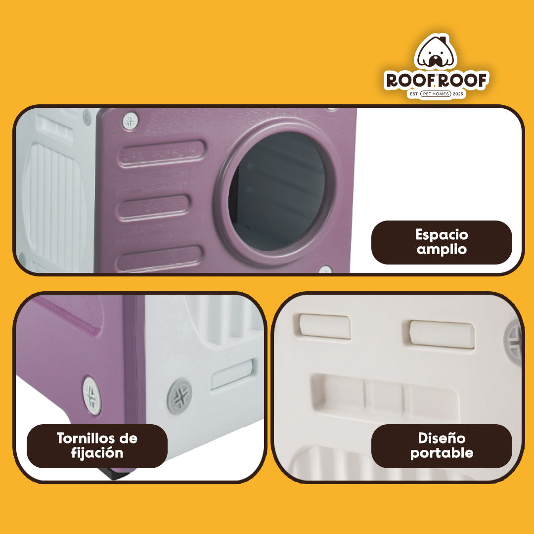 Casa y Cama De Plástico para Gato con Rascador