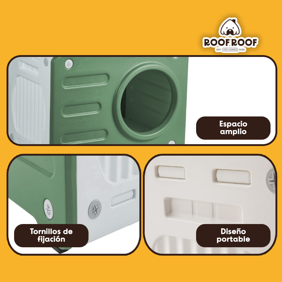 Casa y Cama De Plástico para Gato con Rascador