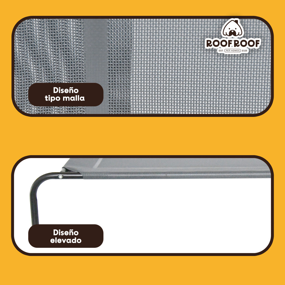 Cama Elevada para perro con colchón, gris