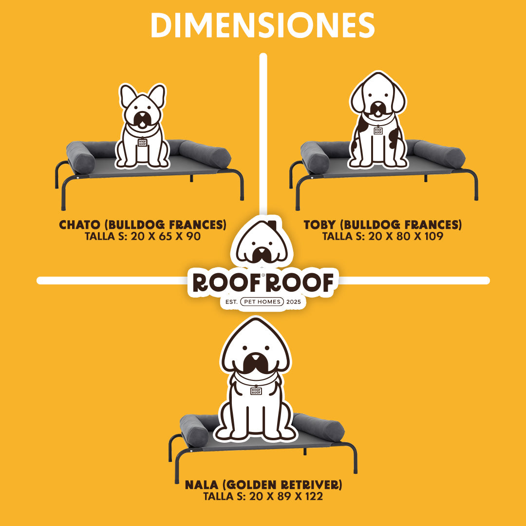 Cama Elevada para perro con colchón, gris