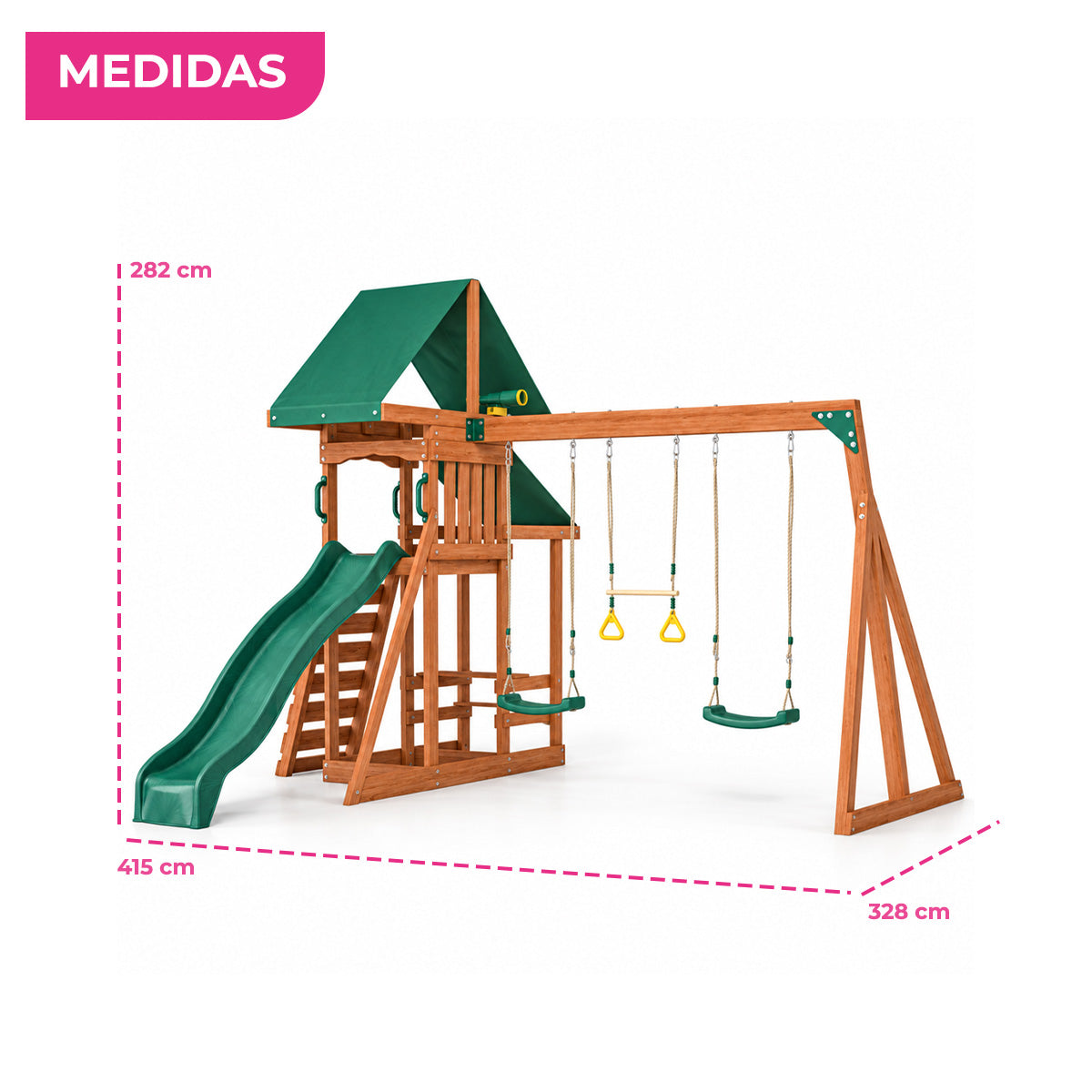 Castillo Infantil Aventura con Columpios y Resbaladilla