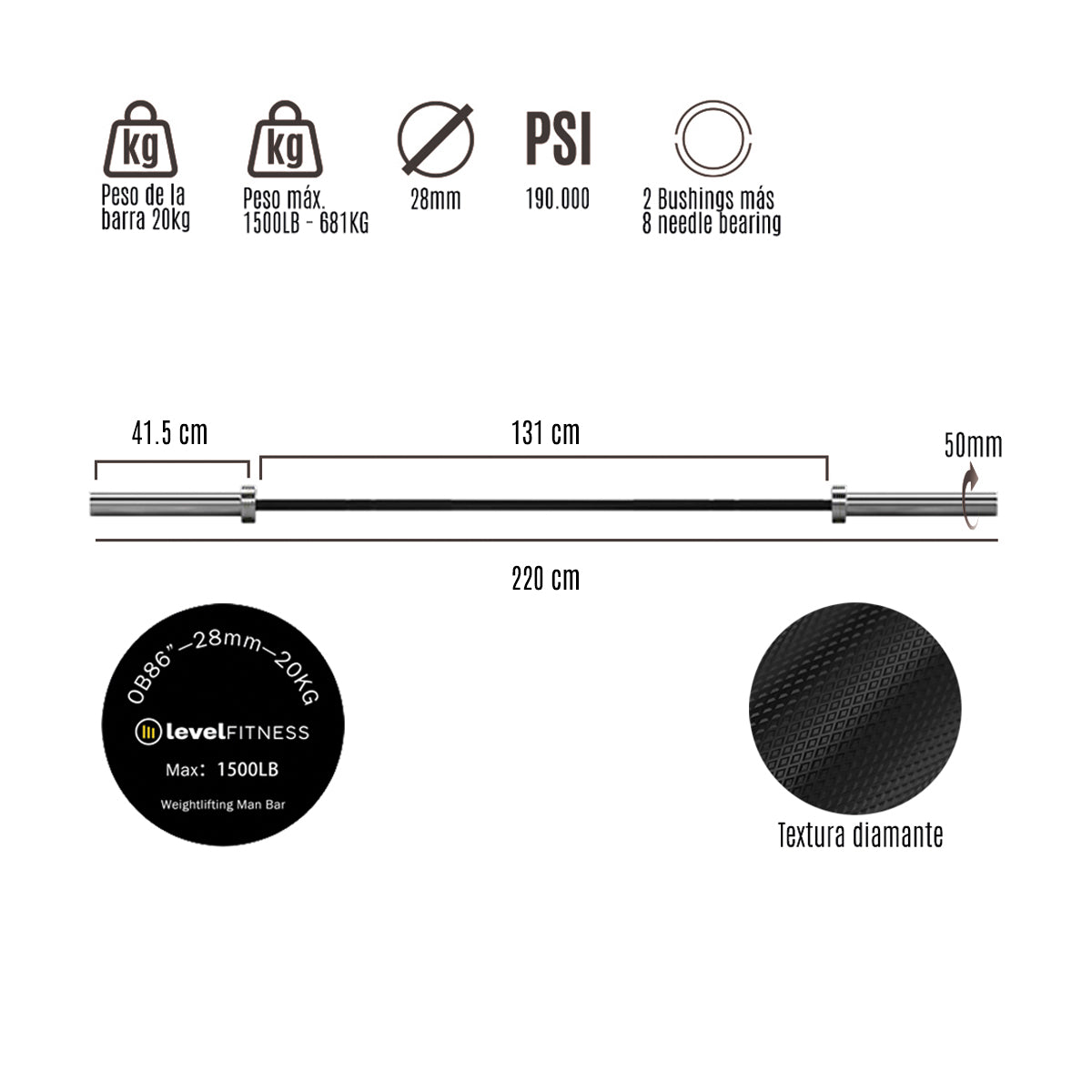 Barra Olímpica Amón 20kg