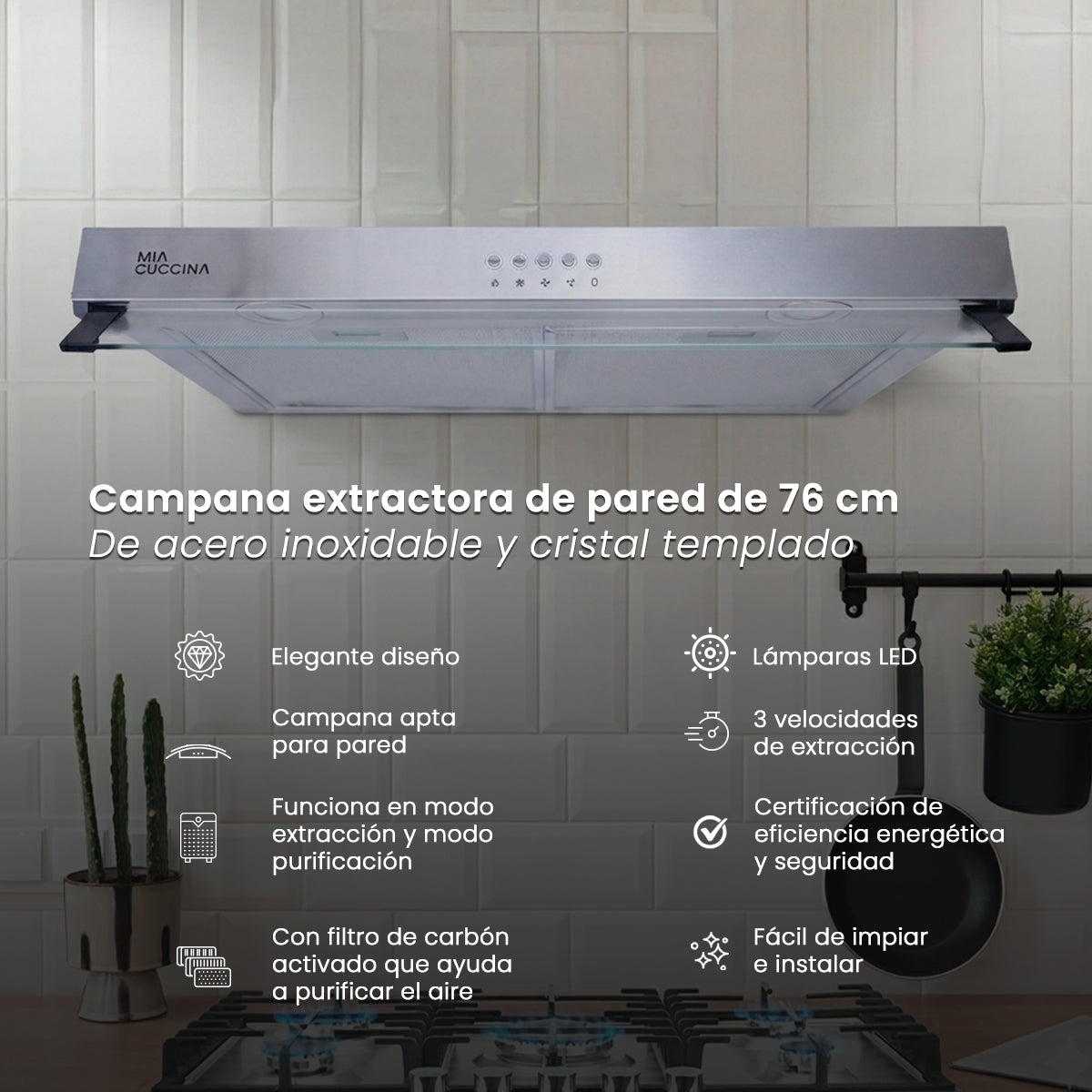 Campana extractora | Acero Inoxidable Plana