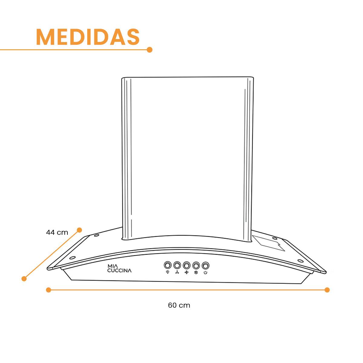 Campana extractora | Acero inoxidable y vidrio 60cm