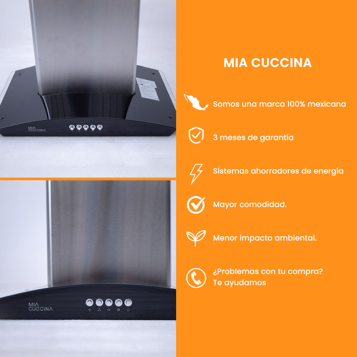 Campana extractora | Acero Inoxidable y Vidrio