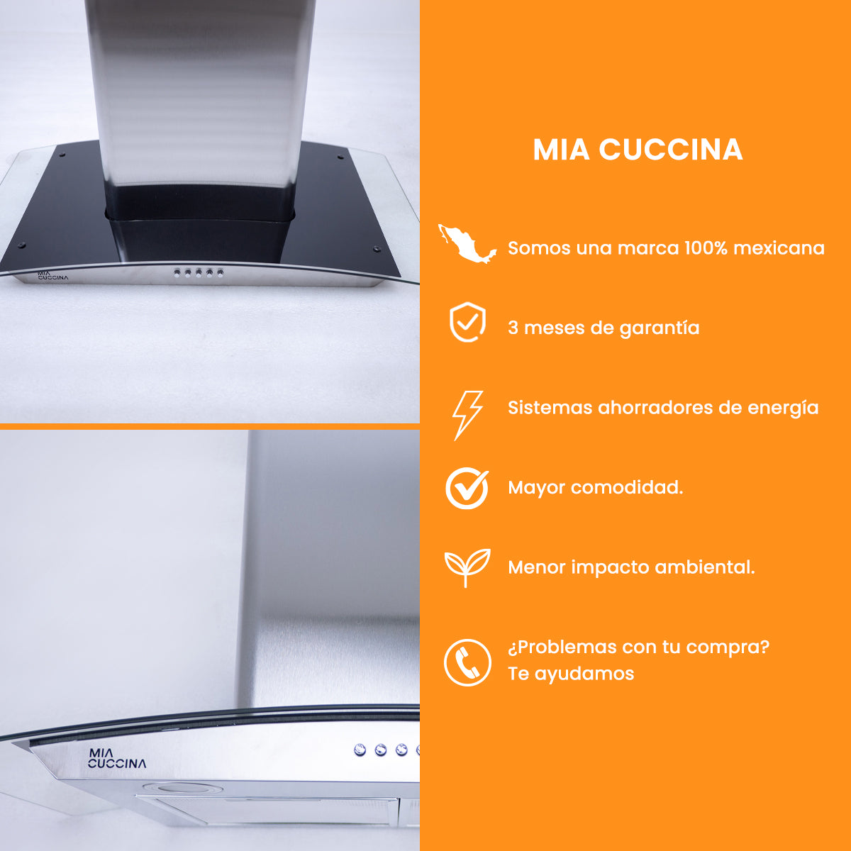 Campana extractora | Acero Inoxidable y Vidrio