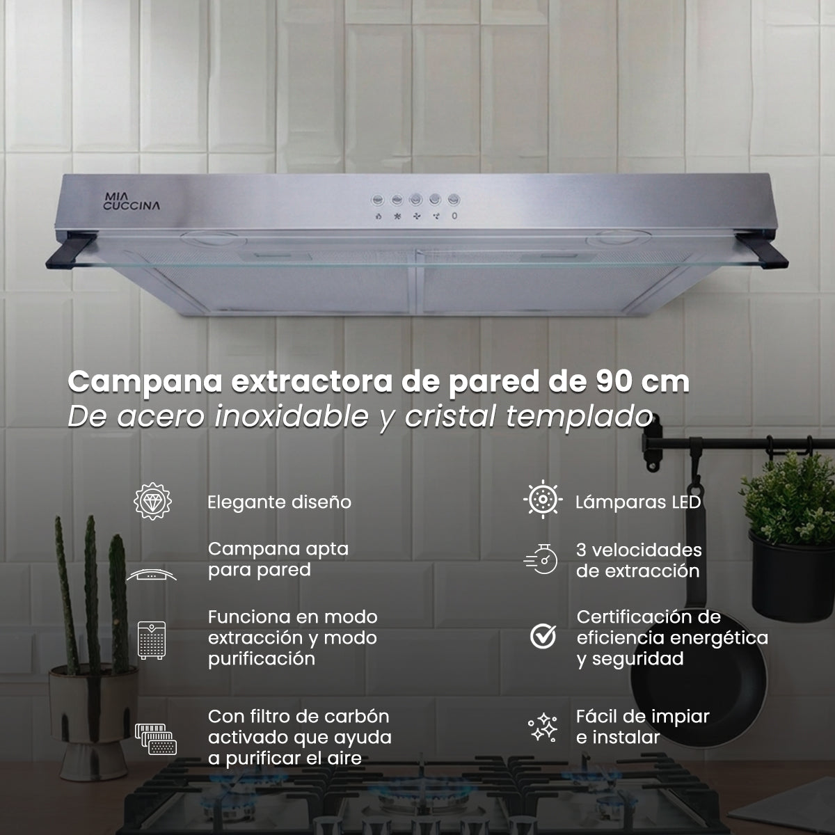 Campana extractora | Acero Inoxidable Plana