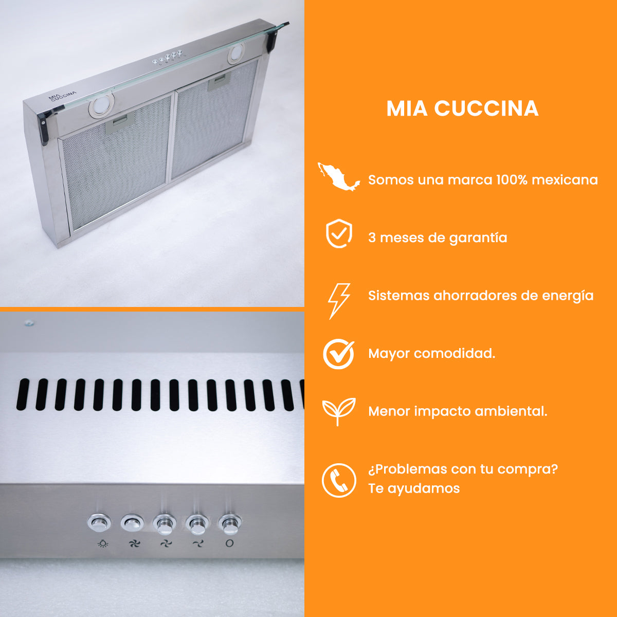 Campana extractora | Acero Inoxidable Plana