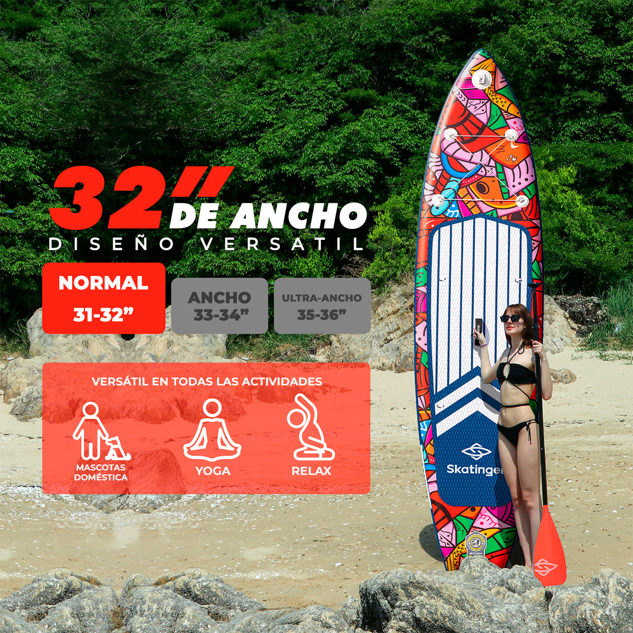 Paddle Board Inflable Graffiti Yellow / Red 11’6” con Accesorios