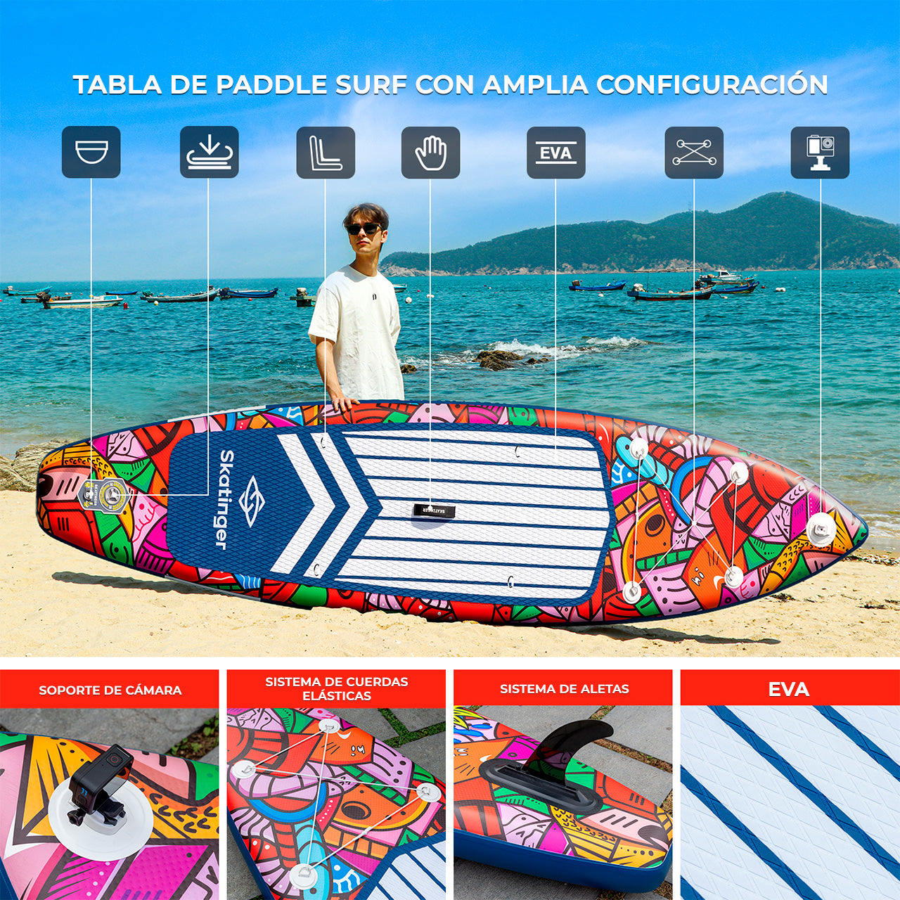 Paddle Board Inflable Graffiti Yellow / Red 11’6” con Accesorios