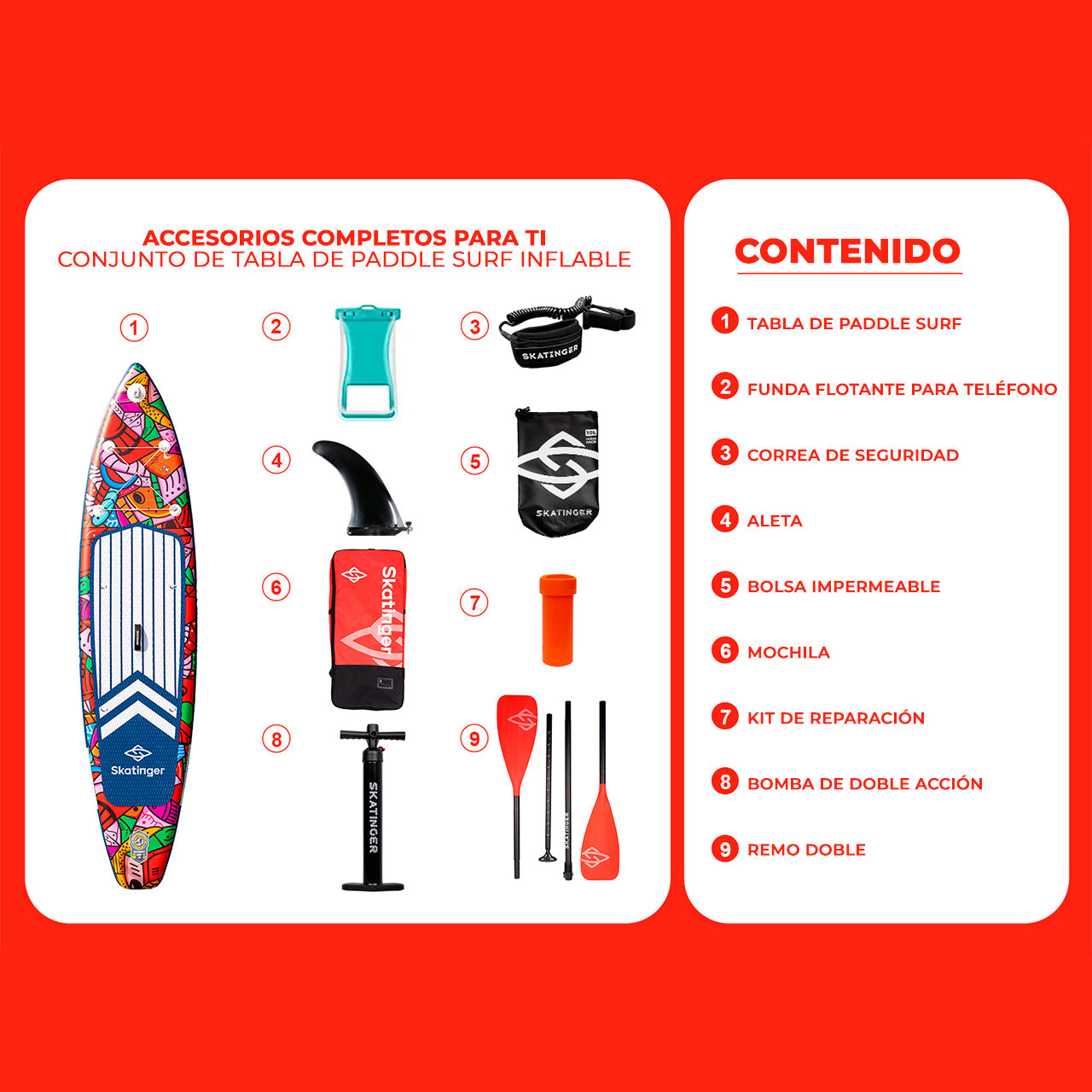 Paddle Board Inflable Graffiti Yellow / Red 11’6” con Accesorios