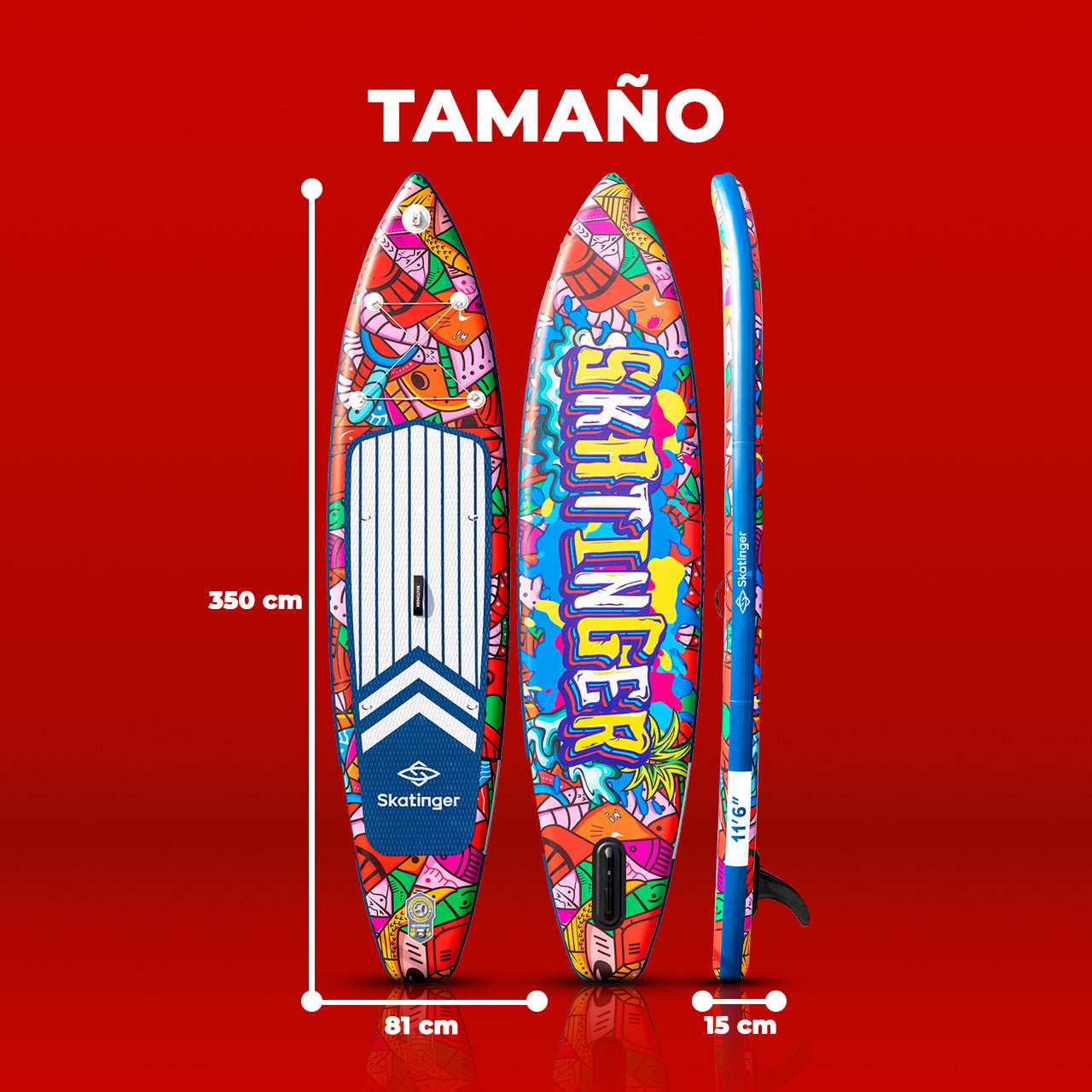 Paddle Board Inflable Graffiti Yellow / Red 11’6” con Accesorios