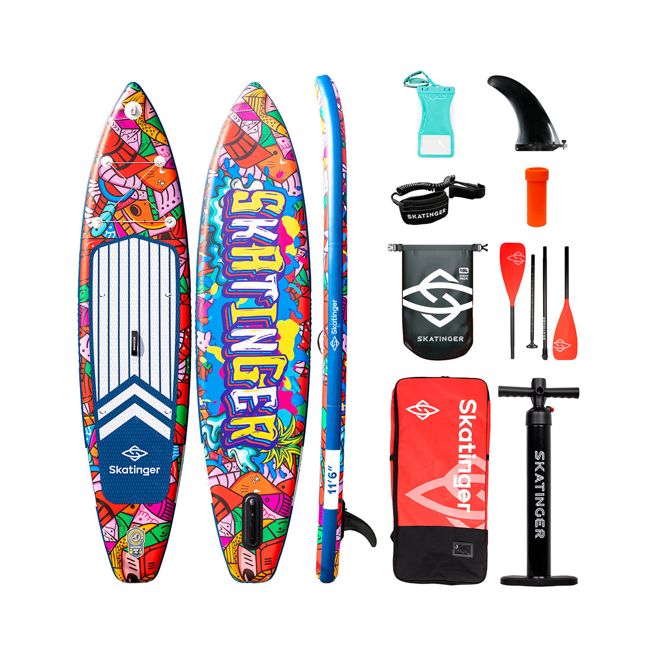 Paddle Board Inflable Graffiti Yellow / Red 11’6” con Accesorios