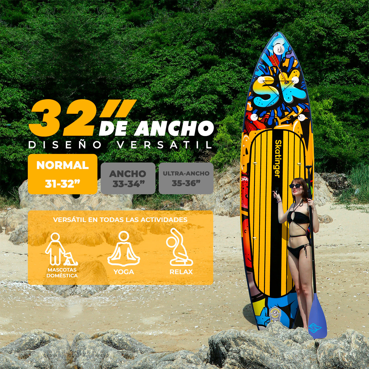 Paddle Board Inflable Graffiti Yellow / Red 11’6” con Accesorios